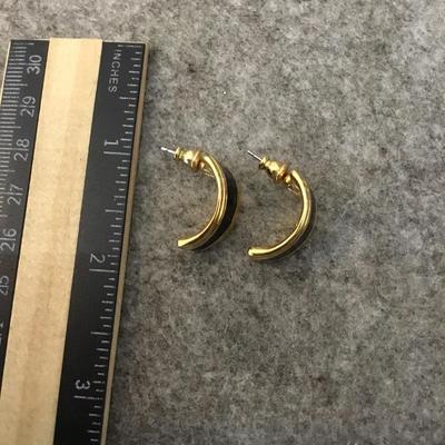 Black and gold toned enamel earrings by Napier in excellent condition