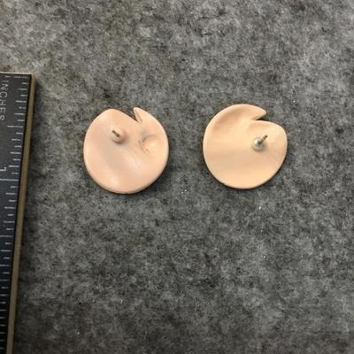 Vintage metal peach enamel stud earrings