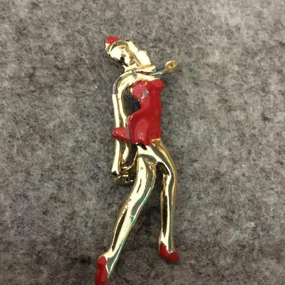 Vintage gold tone, ready normal dancing lady pin