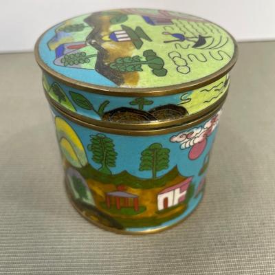 Antique Cloisonné Enamel Lidded Box