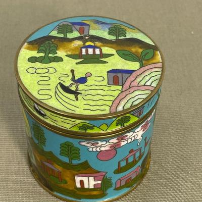 Antique Cloisonné Enamel Lidded Box