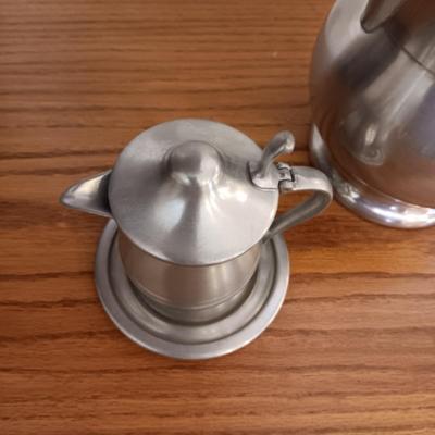 PEWTER PITCHER AND CREAMER