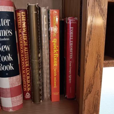 COOKBOOKS AND 2 BOXES FULL OF RECIPES