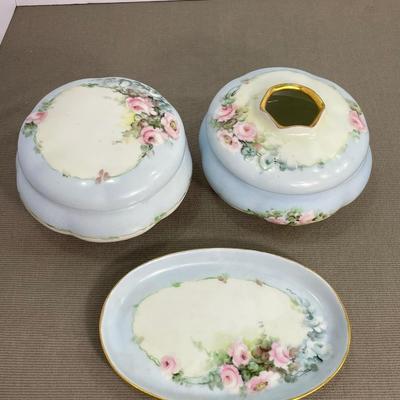 3 piece M & Z Austrian Porcelain Dresser Set