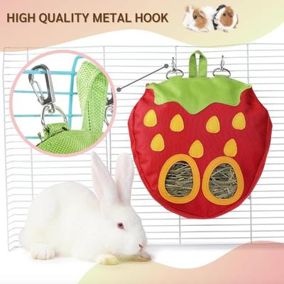 Rabbit Hay Feeder Bag for Cage Guinea Pig Timothy Hay Dispenser Storage Manger Hanging Large Less Waste for Bunny