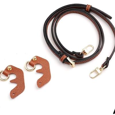 Cognac Brown Genuine Leather Bag Purse Transformation Strap Set - Punch Free Long Leather Strap Part Bag Shoulder Accessories Crossbody