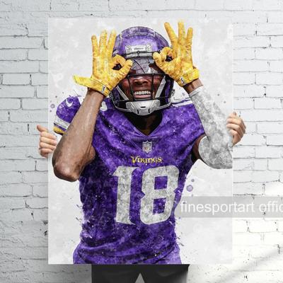 12" x 18" - Justin Minnesota Poster, Canvas, Football print, Sports wall art, Man Cave, Gift, Kids Room Decor