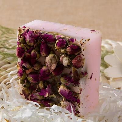 Natural Handmade Rose Soap Bar - Body Soap, Cleansing Soap w/Buds