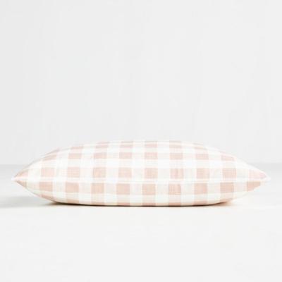 Size Medium The Foggy Dog Plush Dog Bed in Muted Blush Gingham Durable Cotton Machine Washable