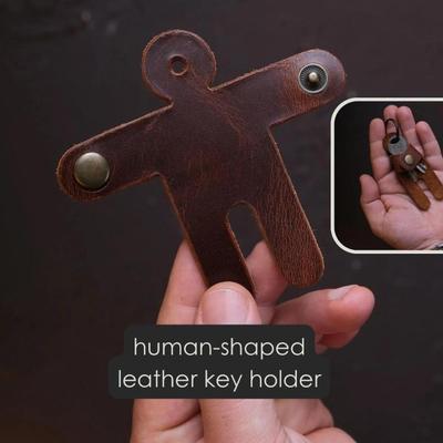 Semender Leather Goods - 100% Genuine Cowhide Leather Handmade Compact Human Shaped Key Holder