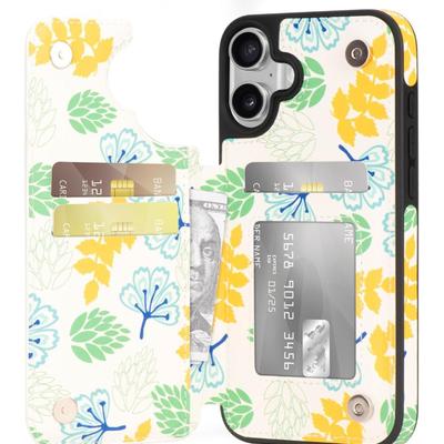 iPhone 16 Plus Case Wallet with Card Holder - Floral Flower Pattern Case with PU Leather Card Pockets Back Flip Cover for iPhone 16 Plus...