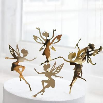 5Pcs Acrylic Fairy Cake Toppers Set – Princess Theme Decoration for Wedding, Birthday & General Celebrations