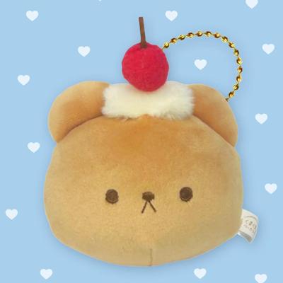 3.5" Kawaii Kuma Kuma Cherry Cream Puff Bear Plushie Keychain w/Ballchain Attachment