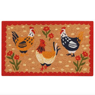 "Free Range" Chicken Rooster 30" x 18” Coir Door Mat with Heavy Duty Backing, Welcome Doormat, Easy to Clean Entry Mat,...