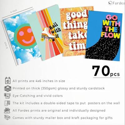 Indie Room Decor Aesthetic Tiktok, 70pcs of Indie Wall Collage Kit Aesthetic Pictures for Bedroom Wall Decor Aesthetic, Eclectic Decor...