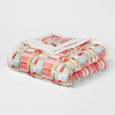 Target Room Essentials Pink Plaid Down Alternative Twin/Twin XL Blankets