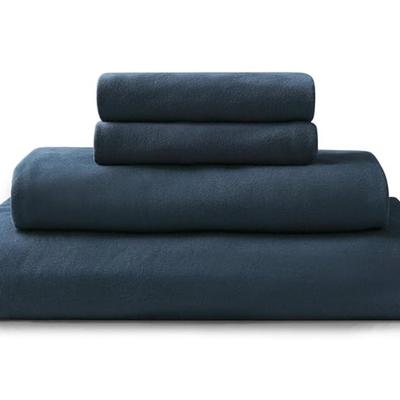 Size Twin Navy Blue Brielle Home Jersey Knit Cotton Sheet Set - 100% Breathable, Soft, T-Shirt Fabric Cotton Material