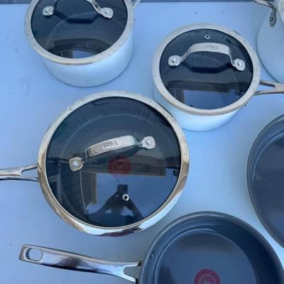 B - T-fal Excellence Ceramic Non-Stick Cookware Set, 10-Piece - White