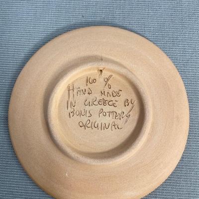 Folk Art Tolled Plate and Bonis Pottery Owl Plate
