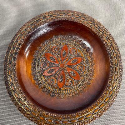 Folk Art Tolled Plate and Bonis Pottery Owl Plate