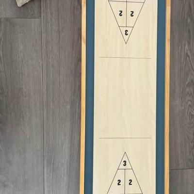 Team Shuster 2-in-1 Solid Wood Mini Shuffleboard and Curling Tabletop Board Game