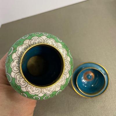 Green Floral Cloisonné Ginger Jar