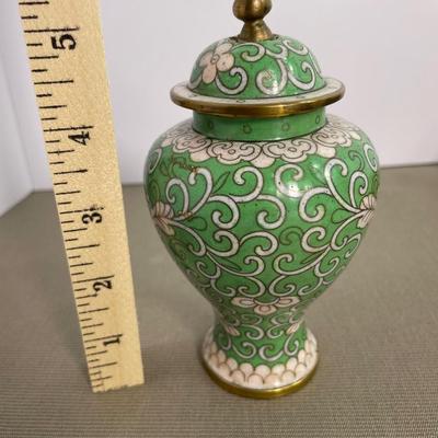 Green Floral Cloisonné Ginger Jar
