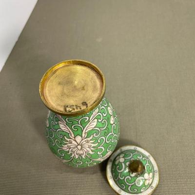 Green Floral Cloisonné Ginger Jar
