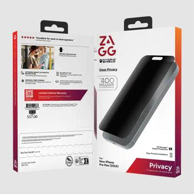 iPhone 16 Pro Max - Zagg Invisible Shield Glass Privacy Antimicrobial Screen Protector