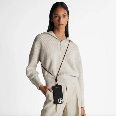 Maison de Sabre The Sling Phone Case in Black Caviar in Premium Full Grain European Leather