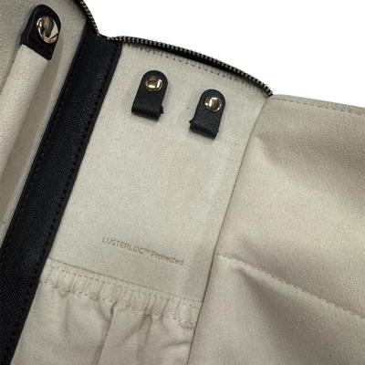 Ring Concierge Leather Travel Portfolio w/Anti Tarnish Suede Interior, Ring Bars, Necklace Loops, Split Pocket & Zip Closure