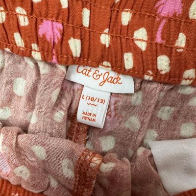 Size L - Girls' Target Cat & Jack Rust Shorts w/White Polka Dots & Pink Palm Trees