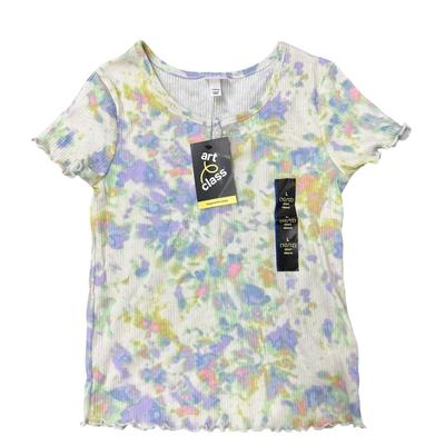 Size L - Girls' Target Art Class Short Sleeve Cream T-Shirt w/Pastel Rainbow Purple, Green, Yellow, Red Blue Tie Dye