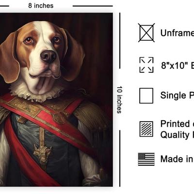 (B0N) Poster Master Aristocratic Beagle Poster - Dog Print - Renaissance Art - Dog Breed Art - Gift for Men, Women & Animal Lover -...
