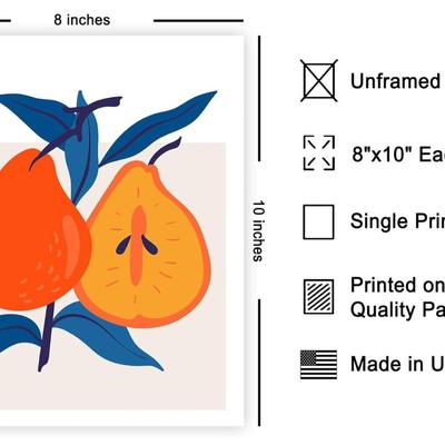 (MPT) Poster Master Orange Pear Poster - Retro Fruit Print - Abstract Art - Trendy Art - Food & Drink Art - Watercolor Art - Chic...