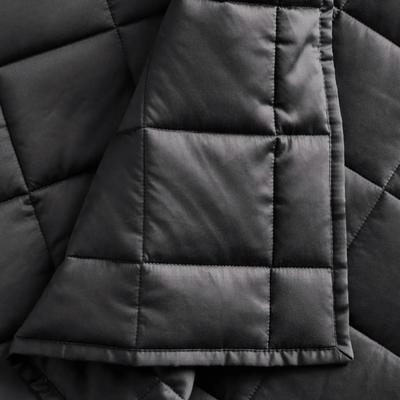 Quince Full/Queen Bamboo Box Quilt Set in Charcoal Gray - Quilt & 2 Pillow Shams