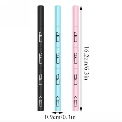 2-Pack Pink & Black 4 in 1 Makeup Brush Pen Travel Size - Soft Hair Lip Eye Brush Retractable Beauty Tools