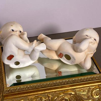 Vintage Lefton Kewpie Blue Winged Angels