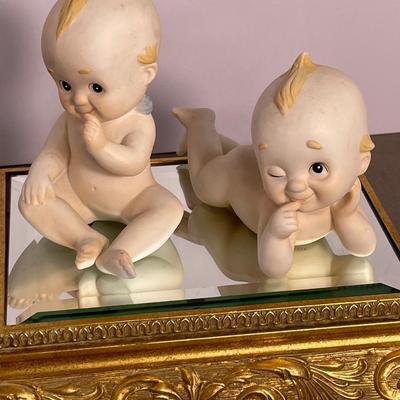 Vintage Lefton Kewpie Blue Winged Angels