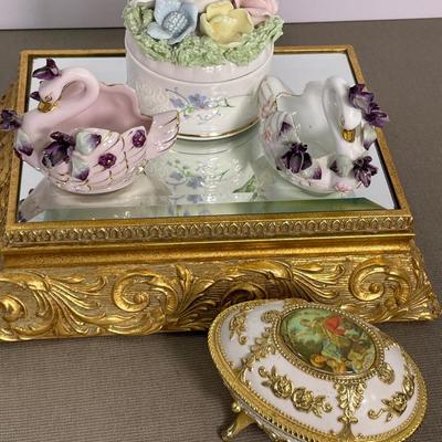 Vintage Swans, Trinket and Music boxes