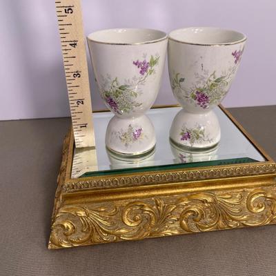 Vintage Lilac pattern Egg Cups Granny Chic
