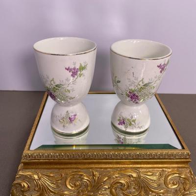 Vintage Lilac pattern Egg Cups Granny Chic