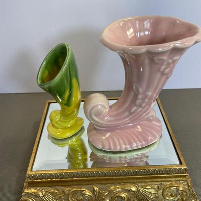 Vintage Shawnee Pottery Cornucopia Vases