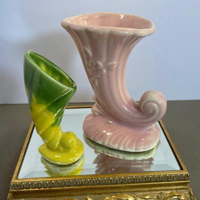 Vintage Shawnee Pottery Cornucopia Vases