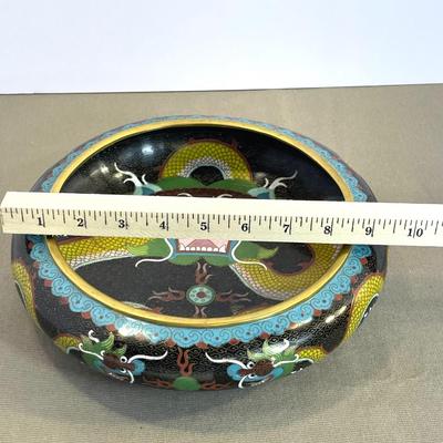 Antique Cloisonné Enamel Bowl with Dragons