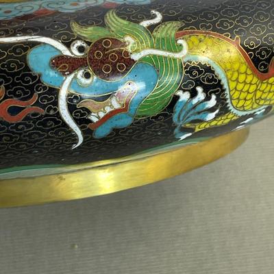 Antique Cloisonné Enamel Bowl with Dragons