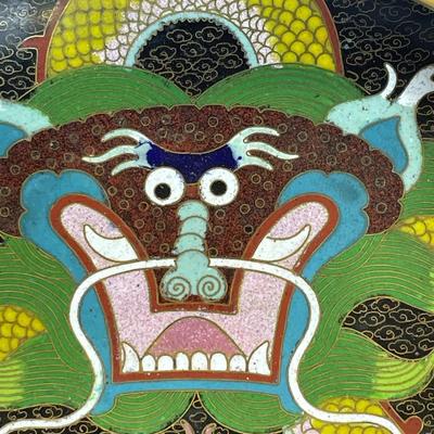 Antique Cloisonné Enamel Bowl with Dragons