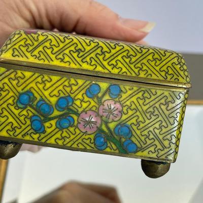 Antique Cloisonné Enamel Hinged Box
