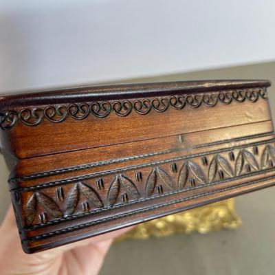 Vintage Folk Art Tolled Wooden Box