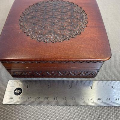 Vintage Folk Art Tolled Wooden Box